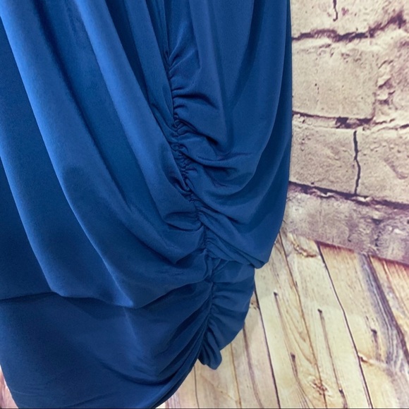 BCBGMAXAZRIA Blue Sequin Embellished Cut Out Neck Sleeveless Mini Dress - Picture 4 of 14